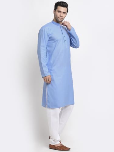Image of KRAFT INDIA Men Cotton Striped Kurta Pyjama Set