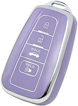 OFFCURVE for Toyota Key Fob Cover Premium Soft TPU Car Key Case Full Protection Key Case Holder Fit for 2018-2022 Toyota RAV4 Camry Corolla Avalon C-HR Prius GT86 Highlander Smart Key, Purple