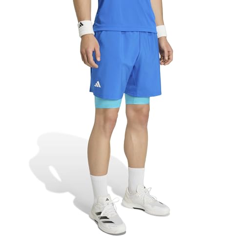 adidas Uomo Club Tennis Climacool 2IN1 Shorts, Glory Blue, M