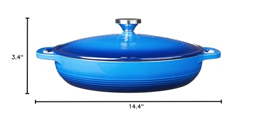 Lodge-36-Quart-Enameled-Cast-Iron-Oval-Casserole-With-Lid--Dual-Handles--Oven-Safe-up-to-500-F-or-on-Stovetop-Use-to-Marinate-Cook-Bake-Refrigerate-and-Serve--Caribbean-Blue