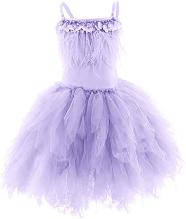 Toddler Girls Floral Tulle Tutu Maxi Dress Sundress Long Princess Gown Tulle Lace Wedding Evening Formal Pageant Summer Dresses Purple 4-5T