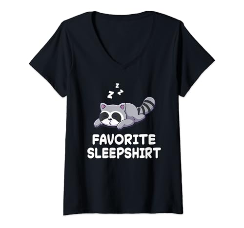 Mujer Racoon Racoon - Camisón de pijama para dormir Camiseta Cuello V