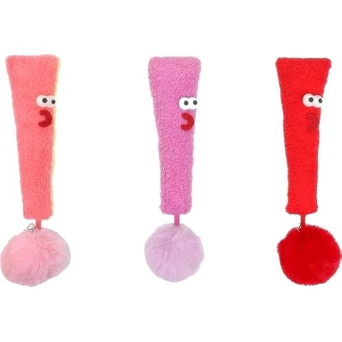 MooGlamor 3 Pcs Cat Toys Exclamation Points and Question Marks Cat Interactive Toy with Bells and Pompoms 11 in for Indoor Cats (3 Pcs Question Marks) Cover