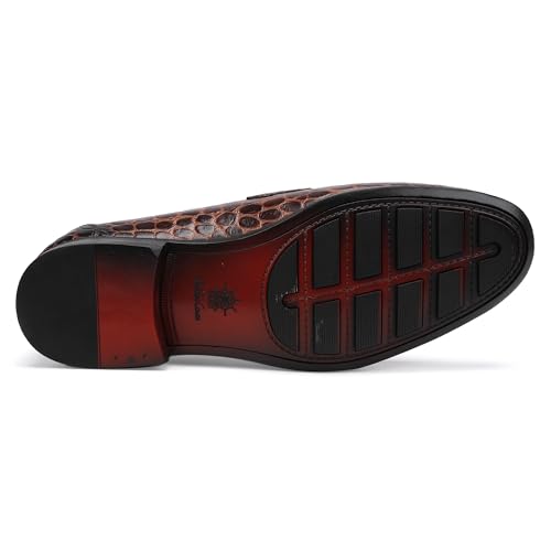 Premium Leather Tassel Loafer for Men, Classic Alligator Printed Thick Sole Dress Loafers Shoes for Mens3