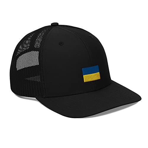 Gorra Ucrania negra trucker snapback ajustable con malla transpirable de verano