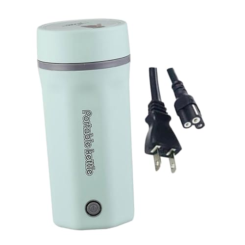Cuticate 電気ケトル 小型 携帯用 電気ポット ポータブル トラベルケトル 携帯湯沸かし器 110V 電気水筒 304ステンレス鋼 急速沸かし 空焚き防止機能 漏れない 旅行カップ 海外対応 日本対応, 緑