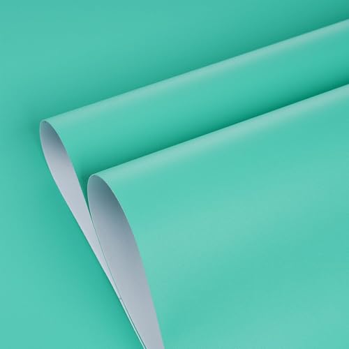 Image of Cyan Solid Matt Peel and Stick Wallpaper Contact Paper Wallpaper Modern Self Adhesive Wallpaper Decorative Removable 2 x 6 Feet