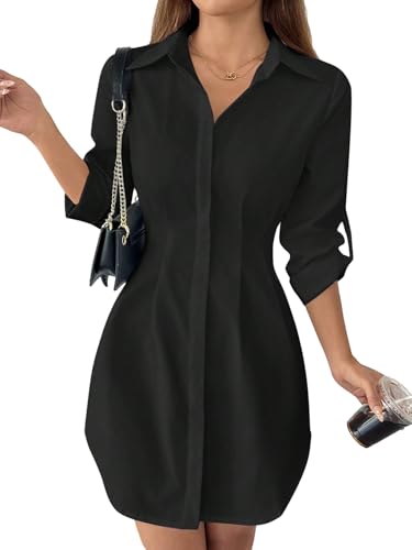 Robe chemise élégante à manches longues SweatyRocks pour femme chic