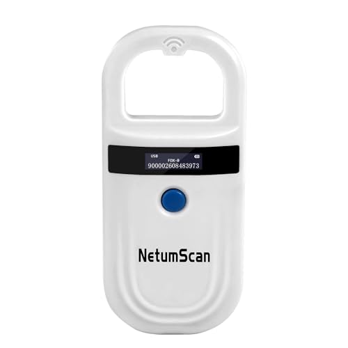 NetumScan Pet Microchip Reader, 256 Data Storage Pet Chip ID Tag Scanner Rechargeable Handheld...
