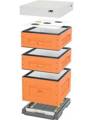 LYSON Bienenbeute Styropor Dadantbeute Dadant Blatt Beute OPTIMA Bienenstock-Set (ORANGE-GRAU) für die Selbstmontage (Passende Rahmen:47×43,5x30cm;47×43,5x14,5cm)