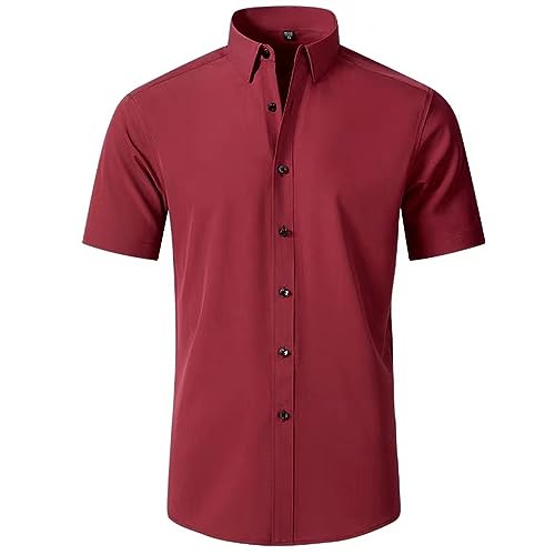 Chemise business homme col Kent rouge 3XL à manches courtes