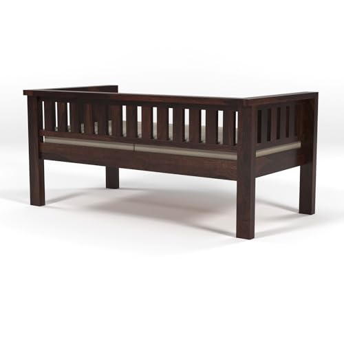 Image of Sheesham Wood 4 Seater Low Height Sofa Set for Living Room | 4 Seater Sofa Set | Wooden Sofa Set | Beige Cushion (2+2, Walnut Finish)
