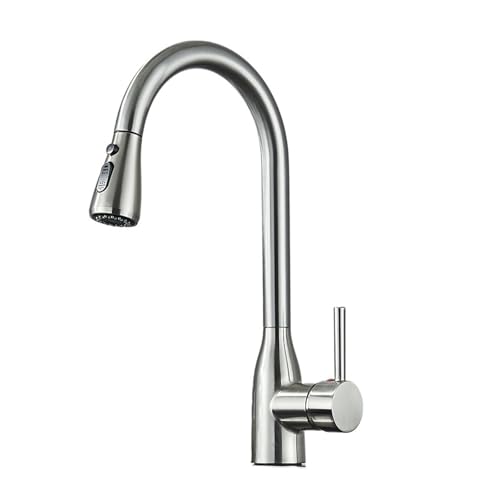 Grifo de cocina de níquel cepillado monomando con aspersor extraíble 2