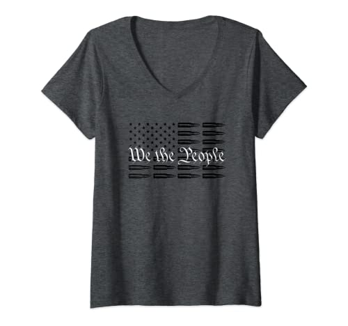 Femme We The People - Drapeau américain patriotique Pro Gun T-Shirt avec Col en V