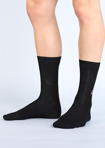 Image of ANCHOR Bamboo Socks for Men, Full Length Black Crew Socks, Pack of 3 Pair