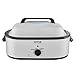 VEVOR Electric Roaster Oven, 22 QT Turkey Roaster with Self-Basting Lid, 1450W Roaster with Defrost & Warm Function, Adjustable Temp, Removable Pan & Rack, Fits Turkeys Up to 26LBS, White