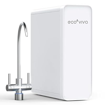 Ecoviva Reverse Osmosis Water Filtration System, 600GPD, Reverse Osmosis System, Drinking Water, 8 Stage, 2.5:1 Osmosis System, Outflow Ratio, RO and Filtered Water, White
