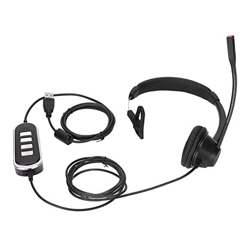 Fecamos Office Headset, Black Easy To Use Lightweight Plug And Play Binaural Communication Headset Soft For Office Customer Service #TOP21