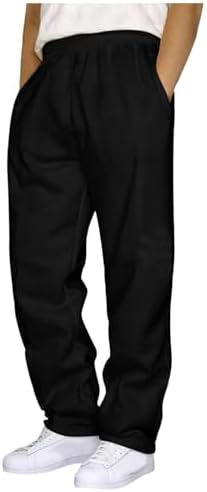 Cargo Sweatpants for Men Heavyweight Fleece Open Bottom Straight Leg Sweatpant Pockets Plus Size Big and Tall Joggers
