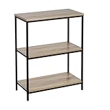 LOLAhome Estantería de Metal Negro con 3 estantes Urban Industrial de 60x76 cm