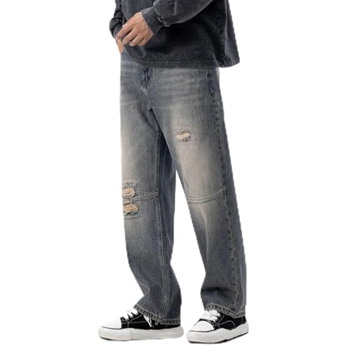 Jeans Pants Trousers Denim Spring and Autumn Loose Men's Washed High Street Harun Wide Leg