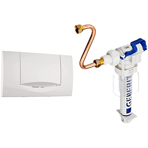Geberit 115222111 Betätigungsplatte 200F für Betätigung von vorne, weiß & 240705001 Schwimmerventil für Unterputz-, Spülkasten Nr. 240.705