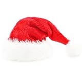 Santa Hat for Adult Red Fluffy Christmas Santa Hat for Adults Men Women with Plush Brim and Comfort Liner for Christmas Stocking Stuffer Gift New Year Party Supplies