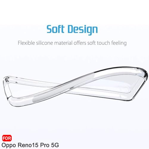 Image of TheGiftKart Back Cover Soft Case for Oppo Reno 15 Pro 5G | Best Camera Protection | Inbuilt Dust Plugs & Anti-Slip Grip | Ultra Clear Slim Back Cover for Oppo Reno15 Pro 5G (Silicone, Transparent)