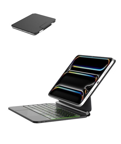 EIP Hyperkeys Keyboard for iPad Pro 11 inch (M4 / M5) 11 Magic Keyboard with Customizable Shortcuts Full-Area Control Trackpad Pen Sleeve Cantilever Stand 7-Color Backlight