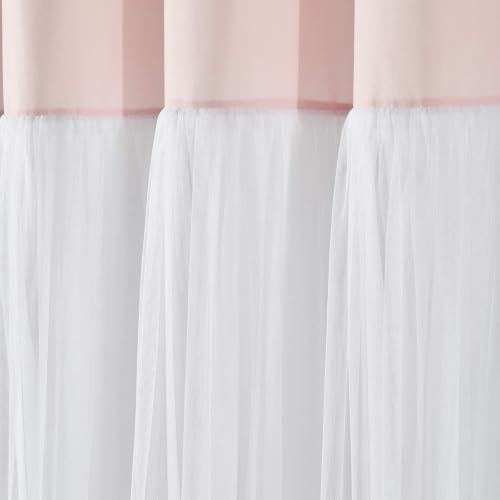 Rideau de douche polyester bicolore imperméable avec bord en dentelle