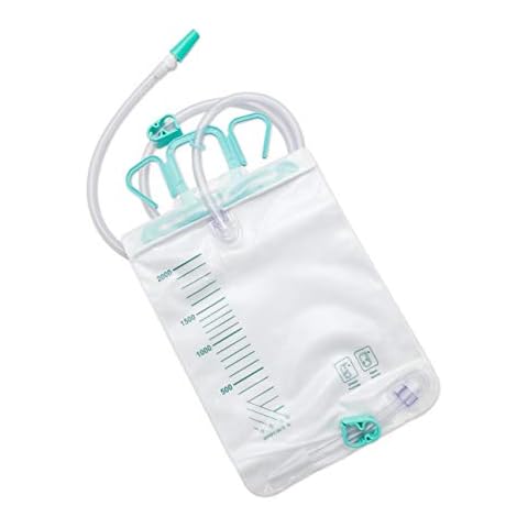 1 pc Pack Nine Luck Urine Drainage Bag - Urine Bag with Integrated Hanger, Tap Holder Pocket - Safe and Secure PVC Drainage Night Bag with 105cm Tube and Robert Clip Tap Cover