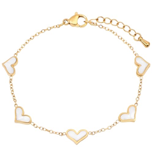 Image of 18K Gold Plated Stainless Steel Dainty Charms Colorful Crystal Birthstone Bracelet Minimalist Cute Jewelry for Women