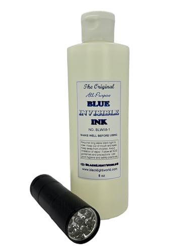 Invisible Ink Black Light Reactive 8oz with 9 LED Black Light