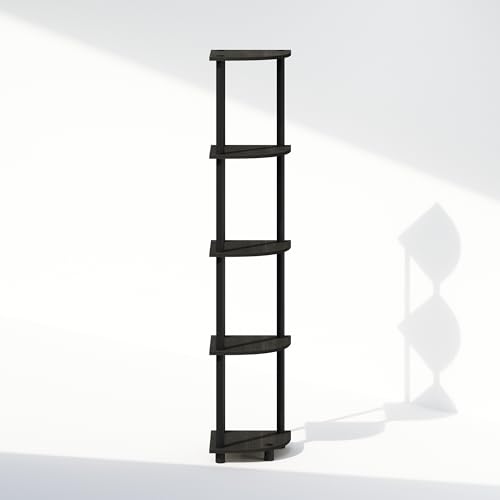 Image of Furinno Turn-N-Tube Storage Shelves, 5-Tier Book Shelf, Corner Shelf, Toolless Open Shelves, for Organization and Storage, Living Room, Home Office, Hallway, Bedroom, Espresso