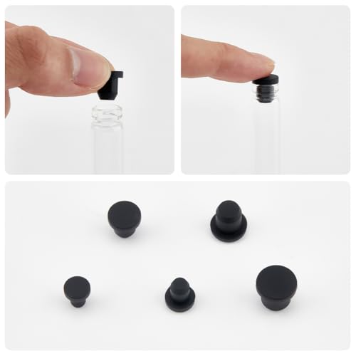 Image of GORGECRAFT 50Pcs 5 Sizes Salt and Pepper Shakers Stopper 4mm /5.5mm /6.5mm /7.5mm /8.3mm Black Silicone Bottle Stopper Tube Seal Plug Replacement Insert Hole Plug End Covers for Bottles Pipes Flower Pots