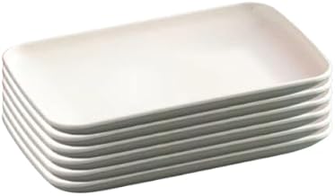 Wheat Straw Plates Set, Lightweight Reusable Tableware for Snacks and Desserts, Mint Green (Beige, Pack of 6)