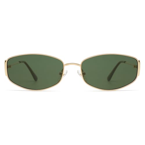 Retro Oval Sunglasses For Women Men Hexagonal Rectangle Metal Frame Sun Glasses AP3625