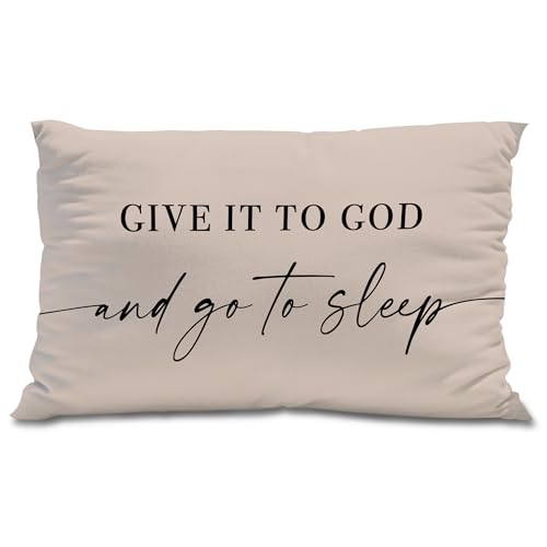 Knibeo Give It to God and Go to Sleep, Decorative Pillows Cover for Bed, Throw Pillows Cover for Bed,12x20 Inch Pillow Case,Decorative Bed Pillows Cover for Bedroom Room (12x20, Tawny)