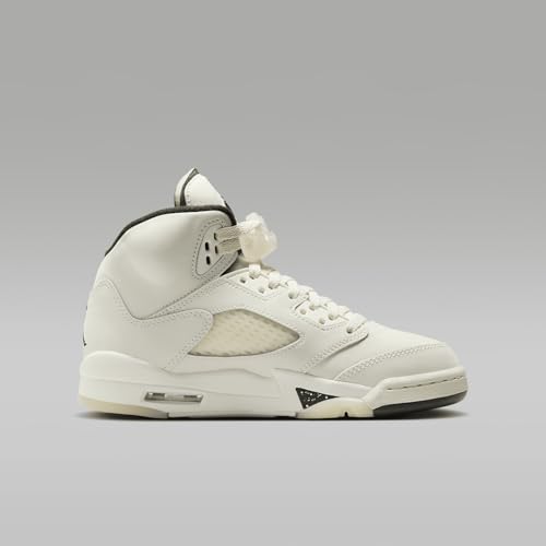 Air Jordan 5 Retro SE Big Kids Shoes (FQ3682-100, Sail/Light Orewood Brown/Coconut Milk/Black) Size 5.53