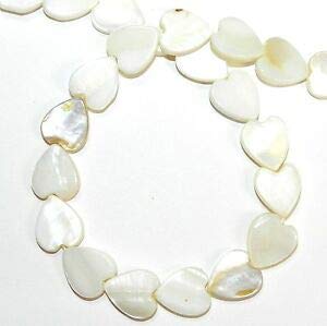 MP2653 Creamy White 12mm Flat Heart Mother of Pearl Gemstone Shell Beads 15