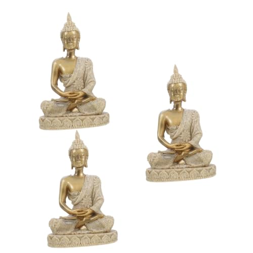 Alipis 3pezzi Statua Di Buddha Resina Per Meditazione Decorazione Zen Per Casa e Ufficio Figura Di Buddha Dorata Per Arredamento e Spirituale