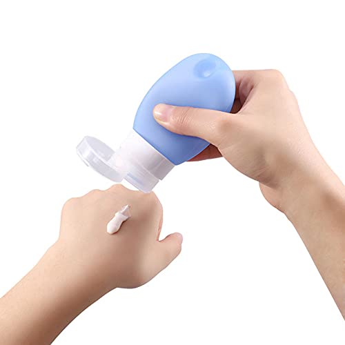 NHM 60 ML - Anti-Fuite et Rechargeable - Conteneurs de Voyage en Plastique - avec Porte-clés - pour lotions, shampoings, liquides avec Trou Suspendu Bouteilles Réutilisables Cover