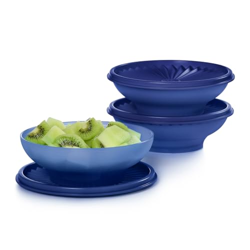 Tupperware Small Servalier Salad Bowl 1.5 cup 360ml Set of 3 in Indigo Dark Blue