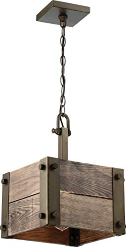 Image of Nuvo 60 /6421 Winchester 1-Light Mini Pendant, Bronze & Aged-Wood Finish
