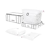 Contenu : 2 housses semi-rigides avec intérieur renforcé, Sac de compression intégré, curseur de fermeture, Blanc, Life, Dimensions : 43 x 34 x H.32 cm + 2 sacs de compression, 55 x 90 cm, COM044