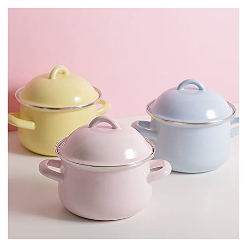 Olla para Leche, Olla esmaltada con Tapa, para cocinar en la Cocina, para Sopa, gachas o vaporera