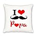 Cadeau D'amour Coussin carré i Love Moustache Papa - Blanc