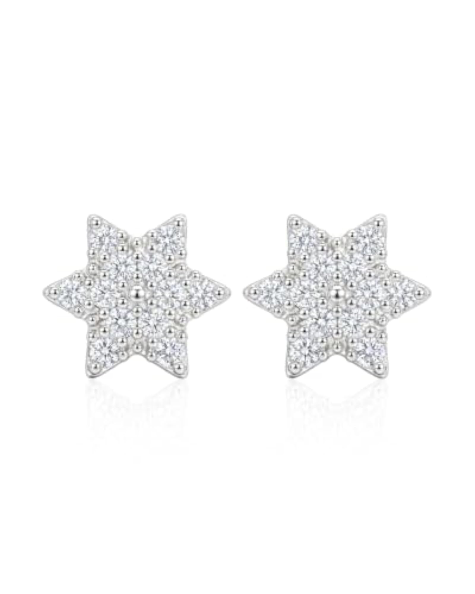 Women's 925 Sterling Silver Radiant Star Stud Earrings, Elegant Gift
