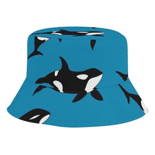 Killer Whale SwimmingChildren's Bucket Hat for Boys and Girls, Breathable Summer Beach Hat52cm