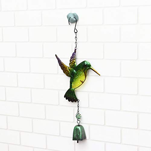 BESPORTBLE Beija-flor pingente de vento de vidro sino de vento com enfeite de sino de ferro para dec